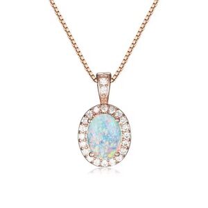 Fire Opal Rose Gold Pendant Necklace
